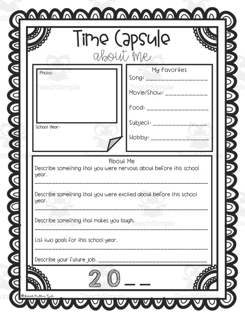 Time Capsule Activity By Teach Simple