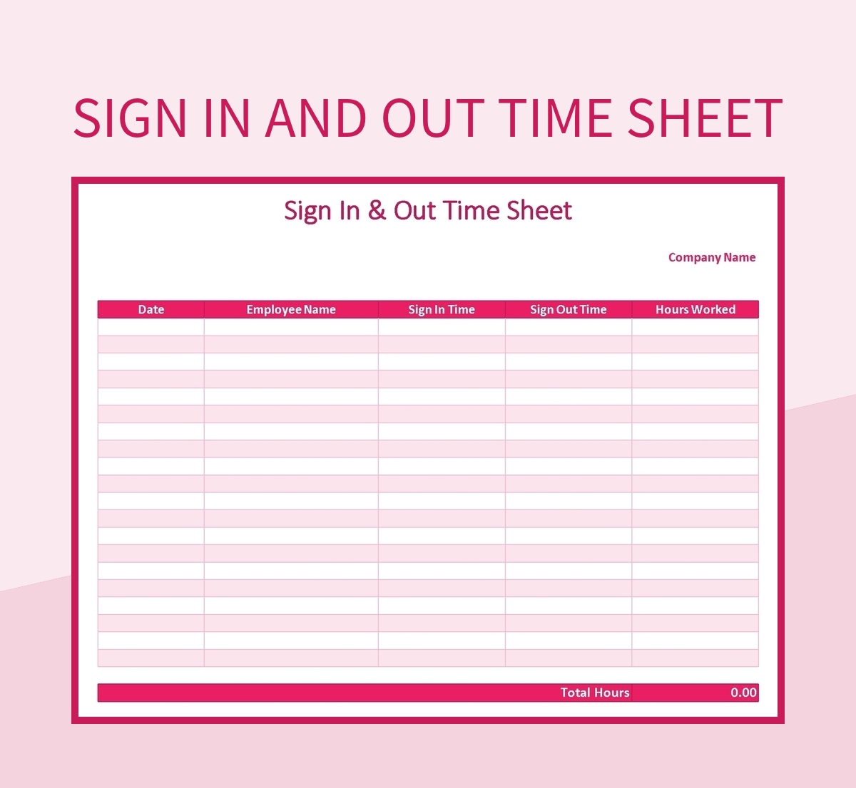 Time In Time Out Sign In Sheet Excel Template And Google Sheets File For Free Download Slidesdocs