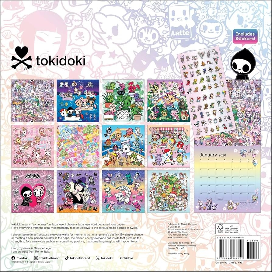 Tokidoki 2026 Wall Calendar Includes Stickers Legno Simone 9780789348647 Amazon Books