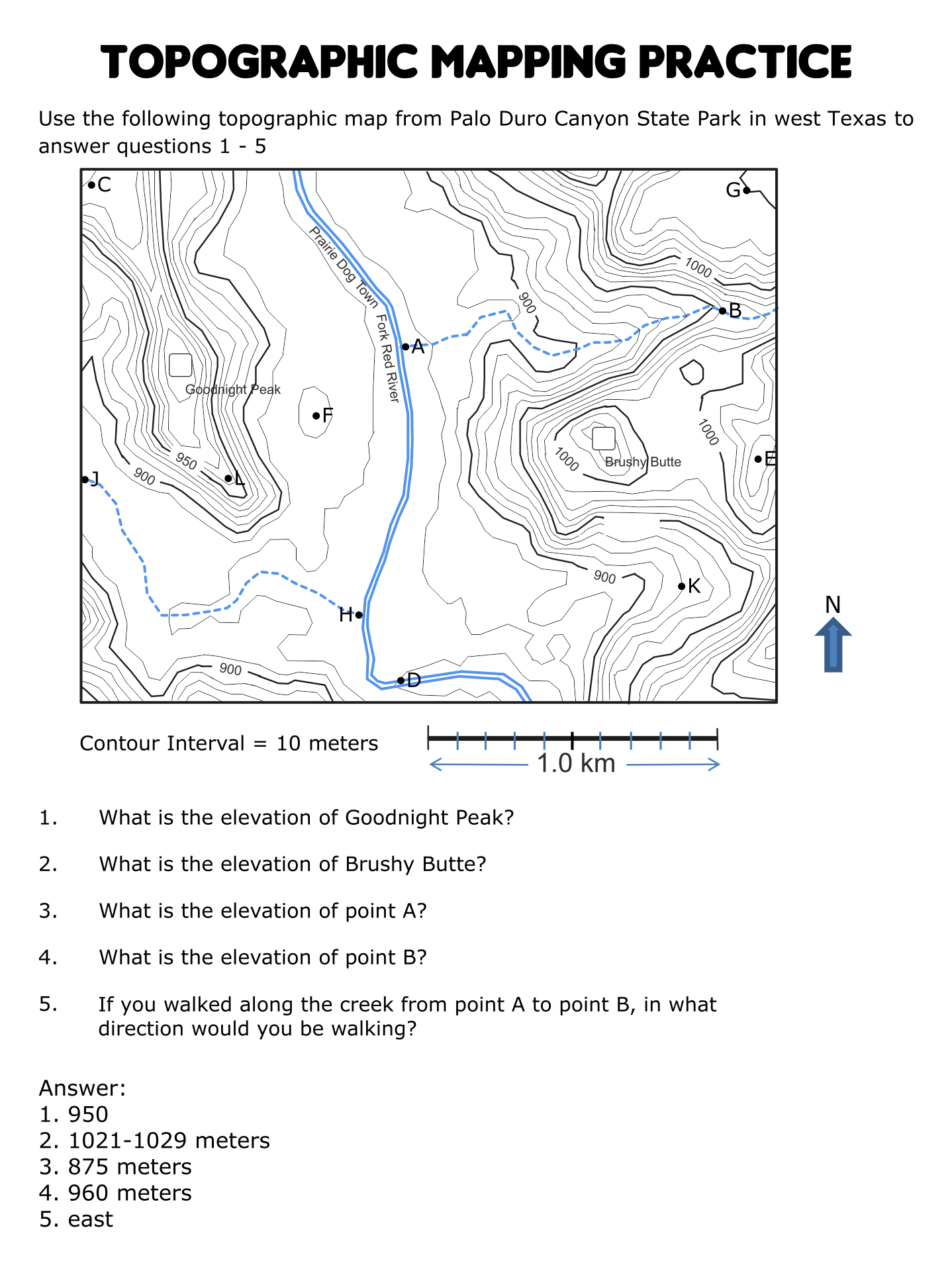 Topographic Map Worksheets 10 Free PDF Printables Printablee
