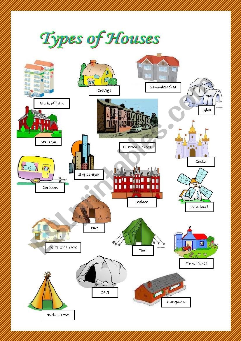 Types Of Houses Pictionary ESL Worksheet By Coyote chus