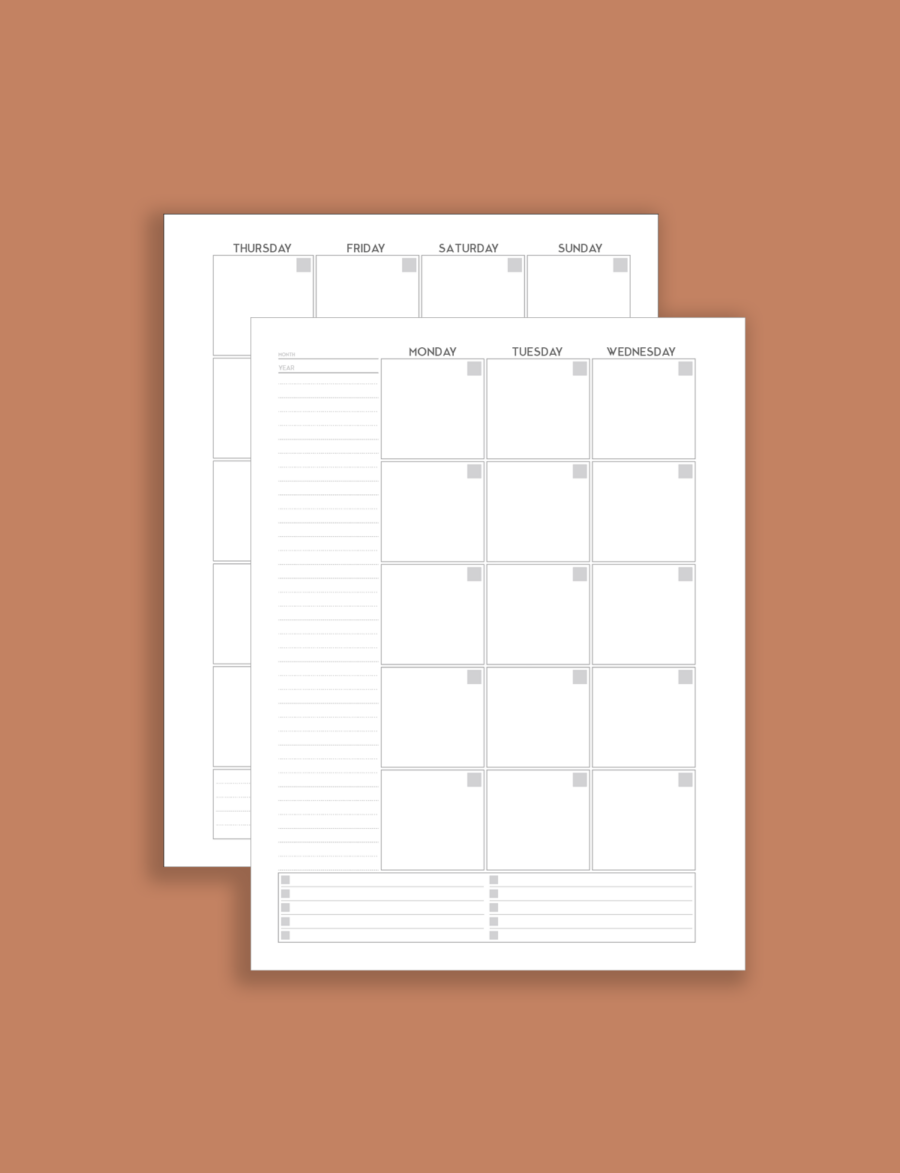 Undated Printable Calendar PDF Download SortOutMy Life