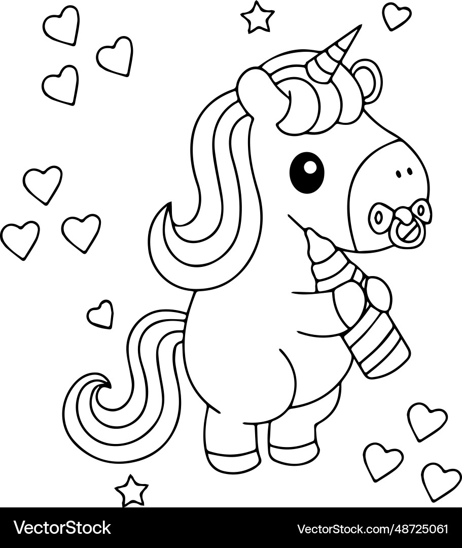 Unicorn Coloring Pages Royalty Free Vector Image