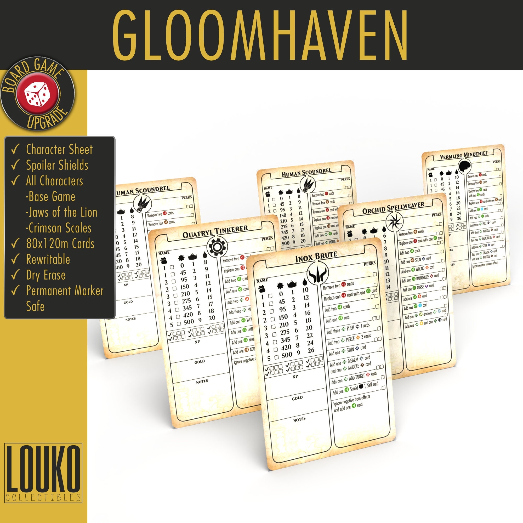 Upgrade Gloomhaven frosthaven Rewritable Character Sheets Etsy
