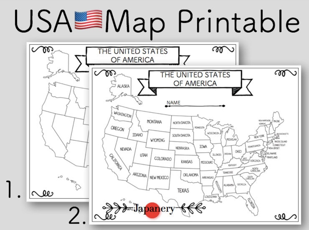 USA Map Printable Etsy USA Map Printable Etsy