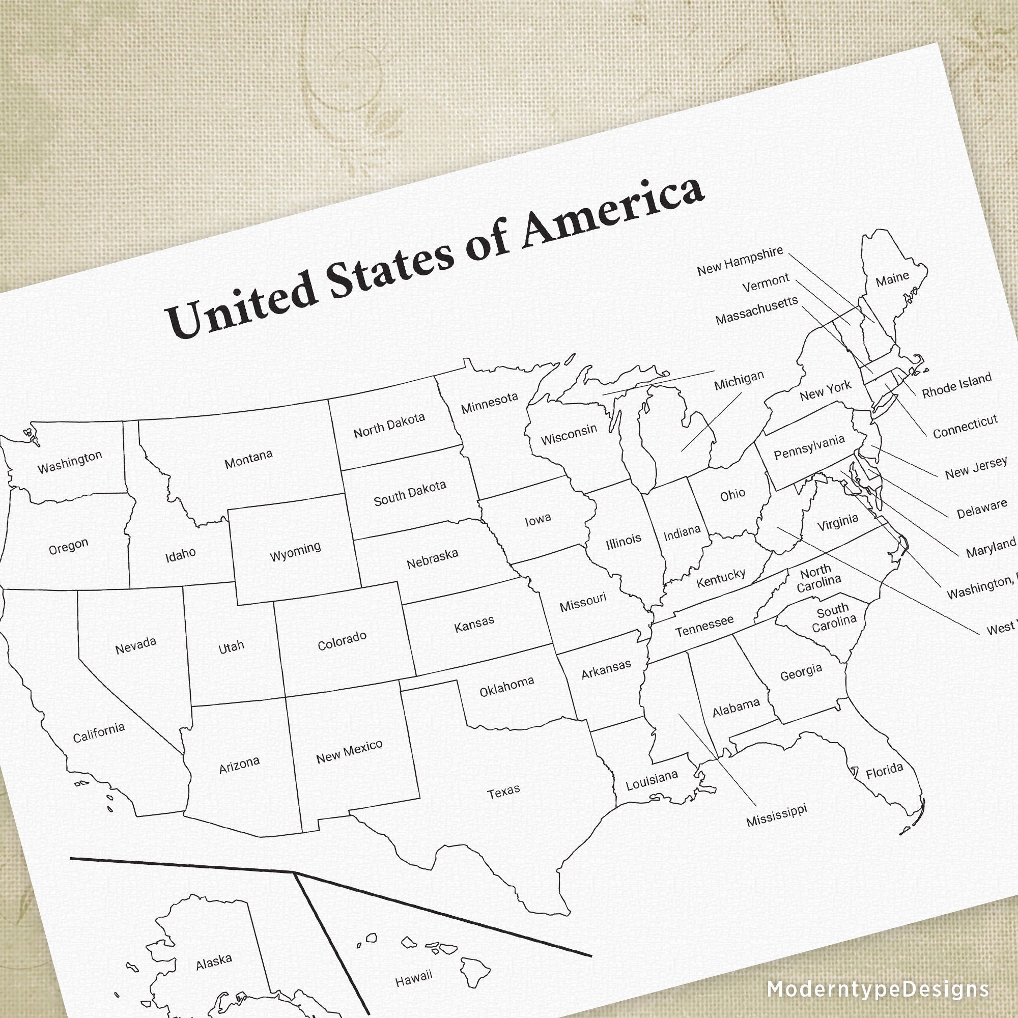 USA Printable Map United States Of America Drawing Cha Ching 