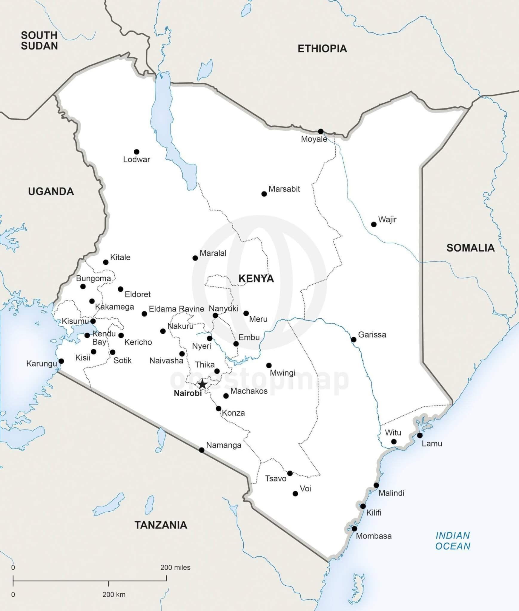 Vector Map Of Kenya Political One Stop Map