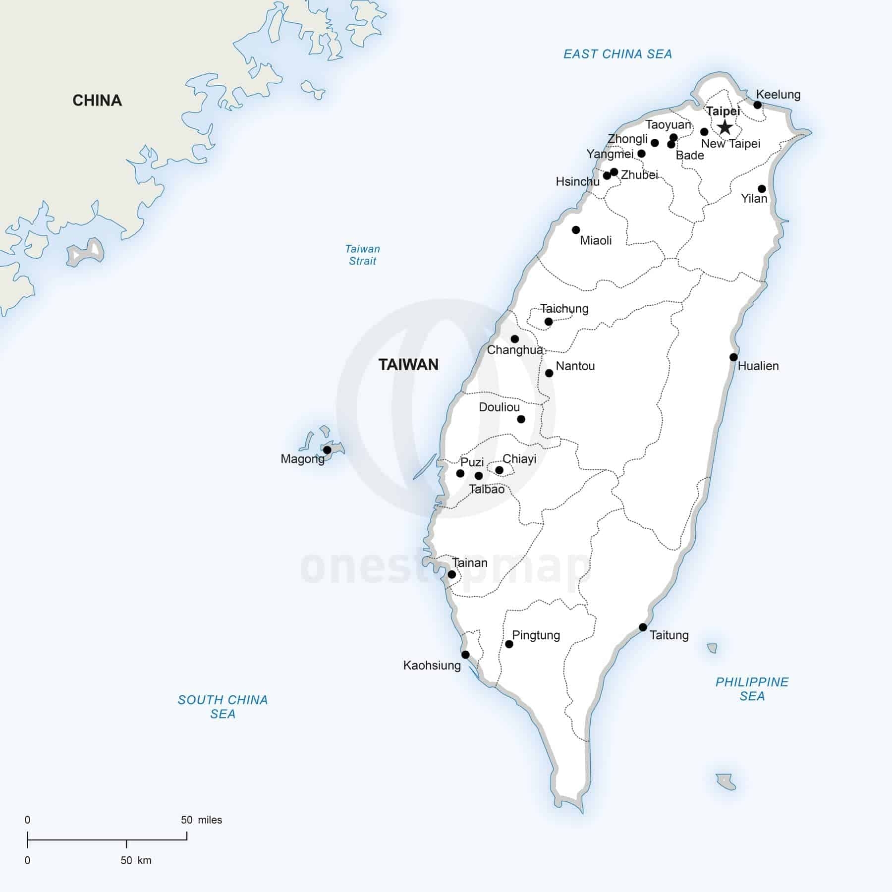 Vector Map Of Taiwan Political One Stop Map