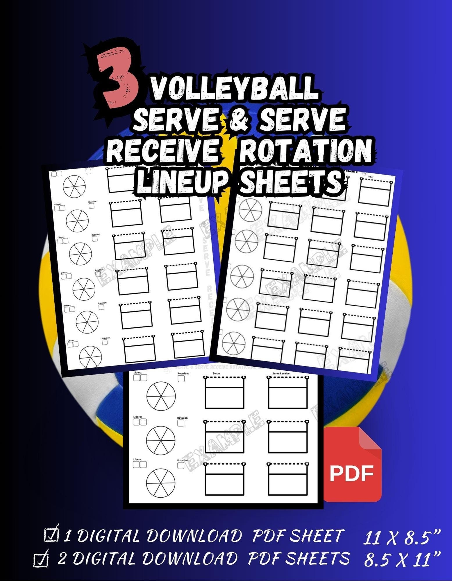 Volleyball Serve Serve Receive Rotation Lineup Sheets 3 Total For Volleyball Coach 8 5x11 Digital Download Volleyball Line Up Sheet Etsy