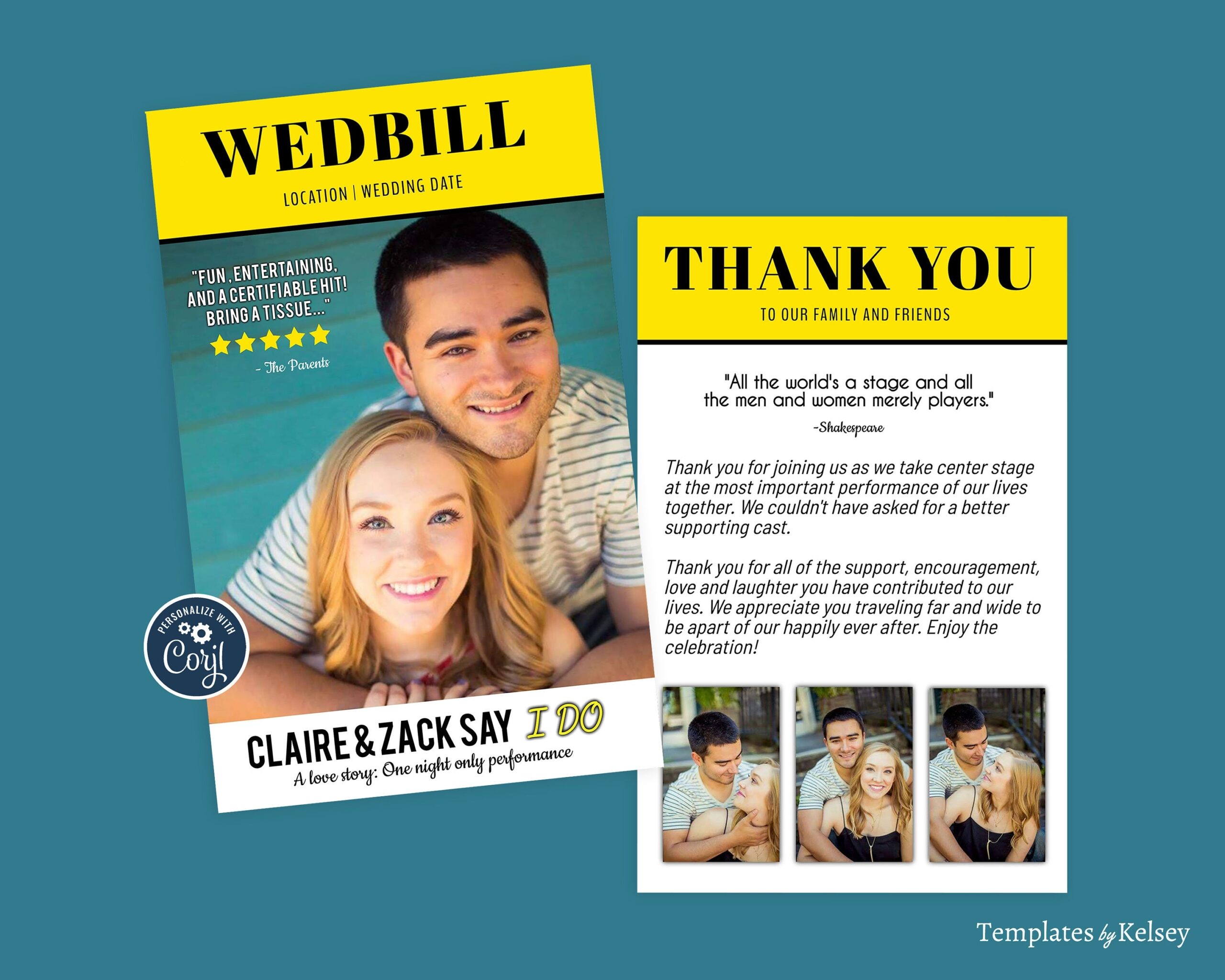 Wedding Program Template Broadway Theatre Playbill themed 