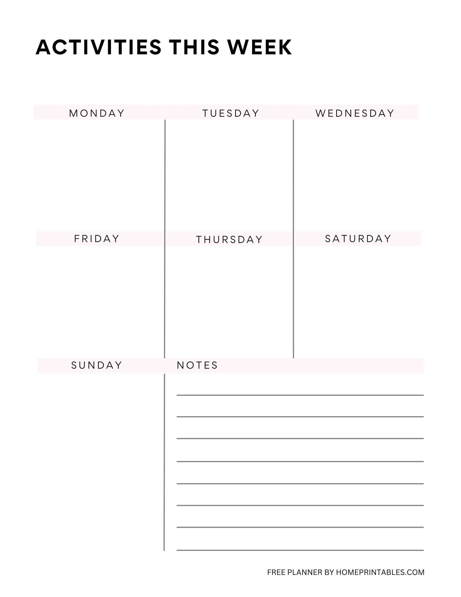 Free Printable Planni9ng Templates