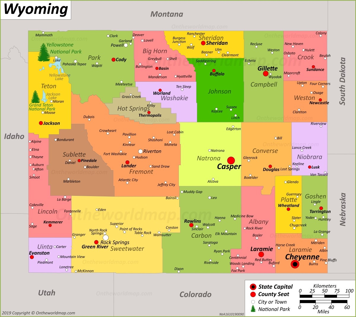 Wyoming State Map USA Maps Of Wyoming WY 