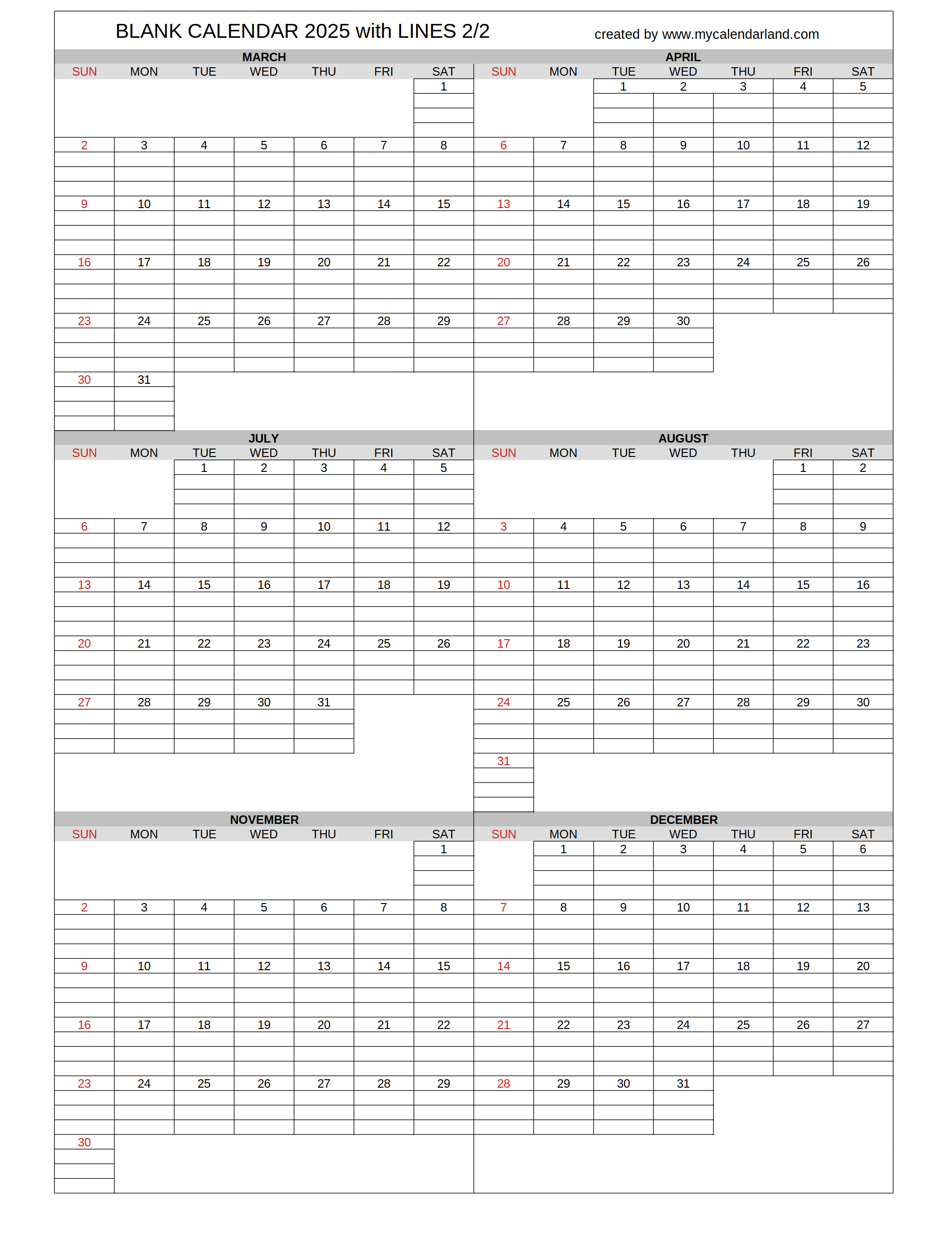 Yearly Printable Calendars For Free My Calendar Land