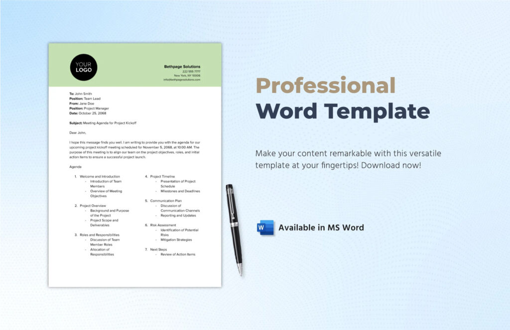 Free Professional Templates For Word - Blank Word Template in PDF, Word, Google Docs - Download | Template.net