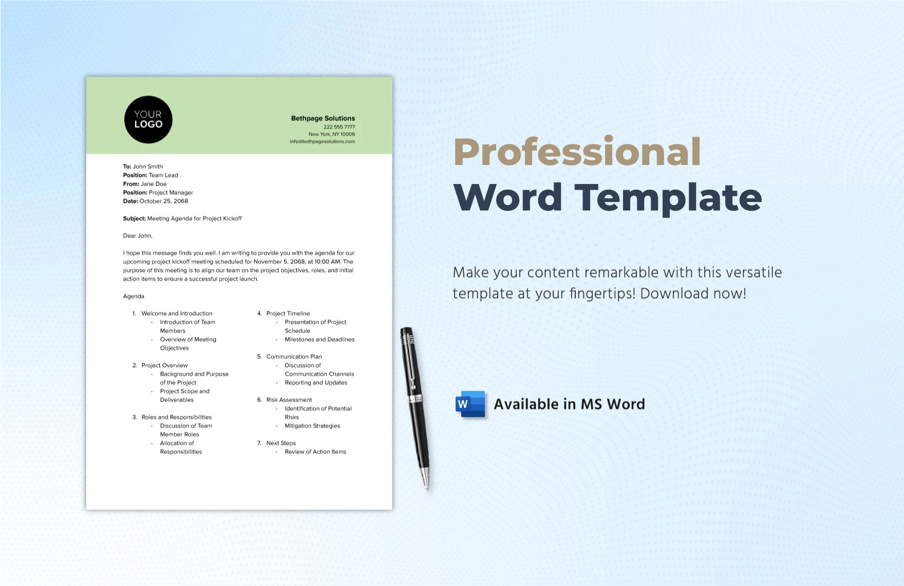 Free Professional Templates For Word - Blank Word Template in PDF, Word, Google Docs - Download | Template.net