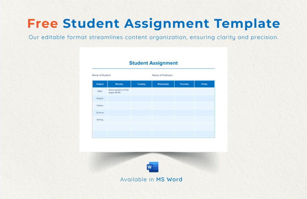 Free Word Document For Students - Editable Assignment Templates in Word to Download